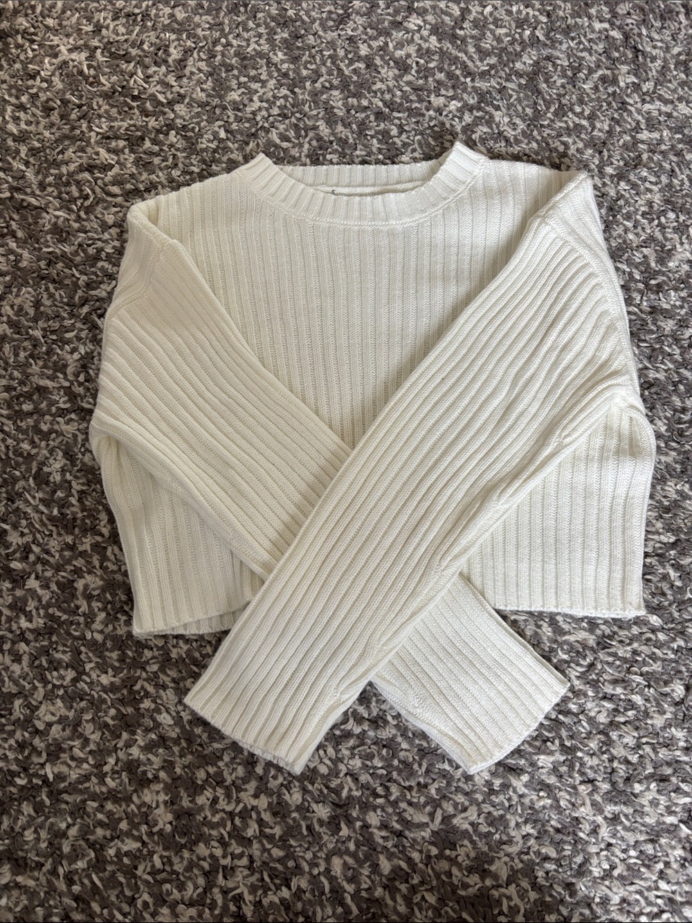 Crewneck Ribbed Sweater - Cream - Picture 2 of 2